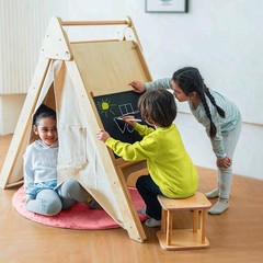 Avenlur Wooden Learning Tent Climber Desk Chair Set Kids Montessori Activity Gym