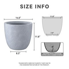 Kante Accent Round Bowl Blue Gray Concrete Planter 14″ Dia, Outdoor | Rubber …