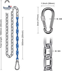 4-Pack 65″ Stainless Steel Swing Chains with Handle Grip Sleeve and Quick Connec