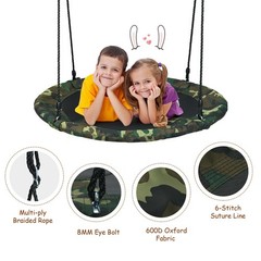 40″ Flying Saucer Tree Swing Outdoor Play Set w/ Adjustable Ropes Camouflage