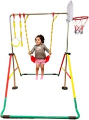 5-in-1 Kids Jungle Gym Set with Swing, Rings, Basketball Net + More