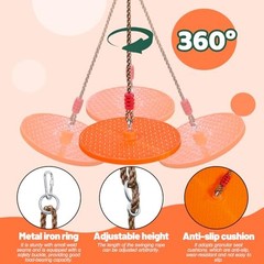 Rotating Disc Swing for Kids – 360° Swivel Seat, No Assembly, Portable Rope