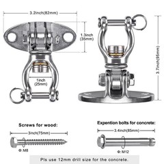 Silent Bearing Swivel Swing Hangers Stainless Steel Swing Hooks Ceiling Mount…