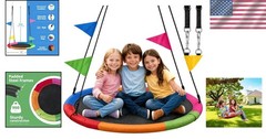 Family-Friendly 40 Inch Saucer Swing – Indoor/Outdoor Use for Kids & Adults