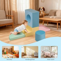 5-Piece Toddler Climbing Toys Indoor, Foam Climbing Blocks for Toddler 1-3, C…