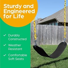 Swings for Outdoor Swing Set – Pack of 2 Swing Seat Replacement Kits Black