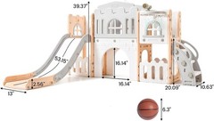 8 in 1 Toddler Slide Kids Climber Playset Indoor Outdoor Slide Playset Pink