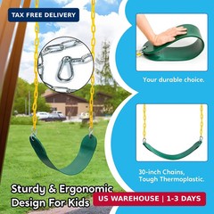 3 Pack Green Swing Seats Heavy Duty with 66″ Chain, Swing Set Accessories Replac