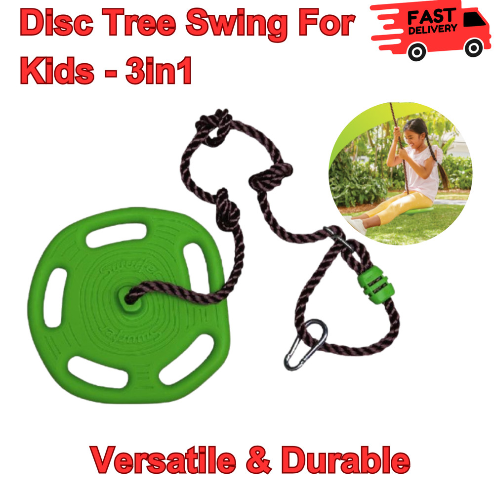 3in1 Disc Tree Swing for Kids,Adjustable Rope, Heavy Duty Outdoor Fun,Easy Setup