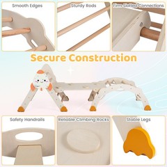 Climbing Toy Set w/ Arch, Foldable Ladder & Wooden Indoor Playground Jungle Gym