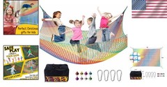 Rainbow Kids Climbing Net 3.3FT x 9.9FT – Safety Playground Mesh for Fun Play