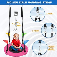 24″ Kids Tree Swing – Outdoor Small Saucer Swings with 900D Oxford Pink