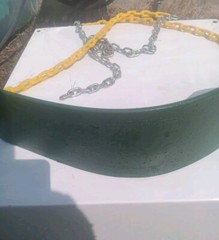(04-0002) Deluxe Swing Belt-Green with Yellow Coated Chains-225 Weight Limit