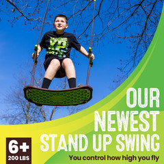Swurfer Kick Stand up Surfing Tree Swing Outdoor Swings for Kids up to 200 Lbs –