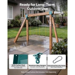 Uimoso Heavy-Duty A-Frame Swing Set Brackets with 4 Hangers, Green