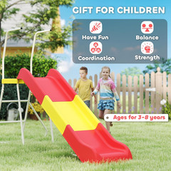 6Ft Slide for Kids, Metal Freestanding Playground Equipment with Climbing Ladder