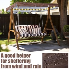 Lighted Patio Swing Canopy Top Waterproof Porch Swing Canopy Cover 2-3 Seat S…