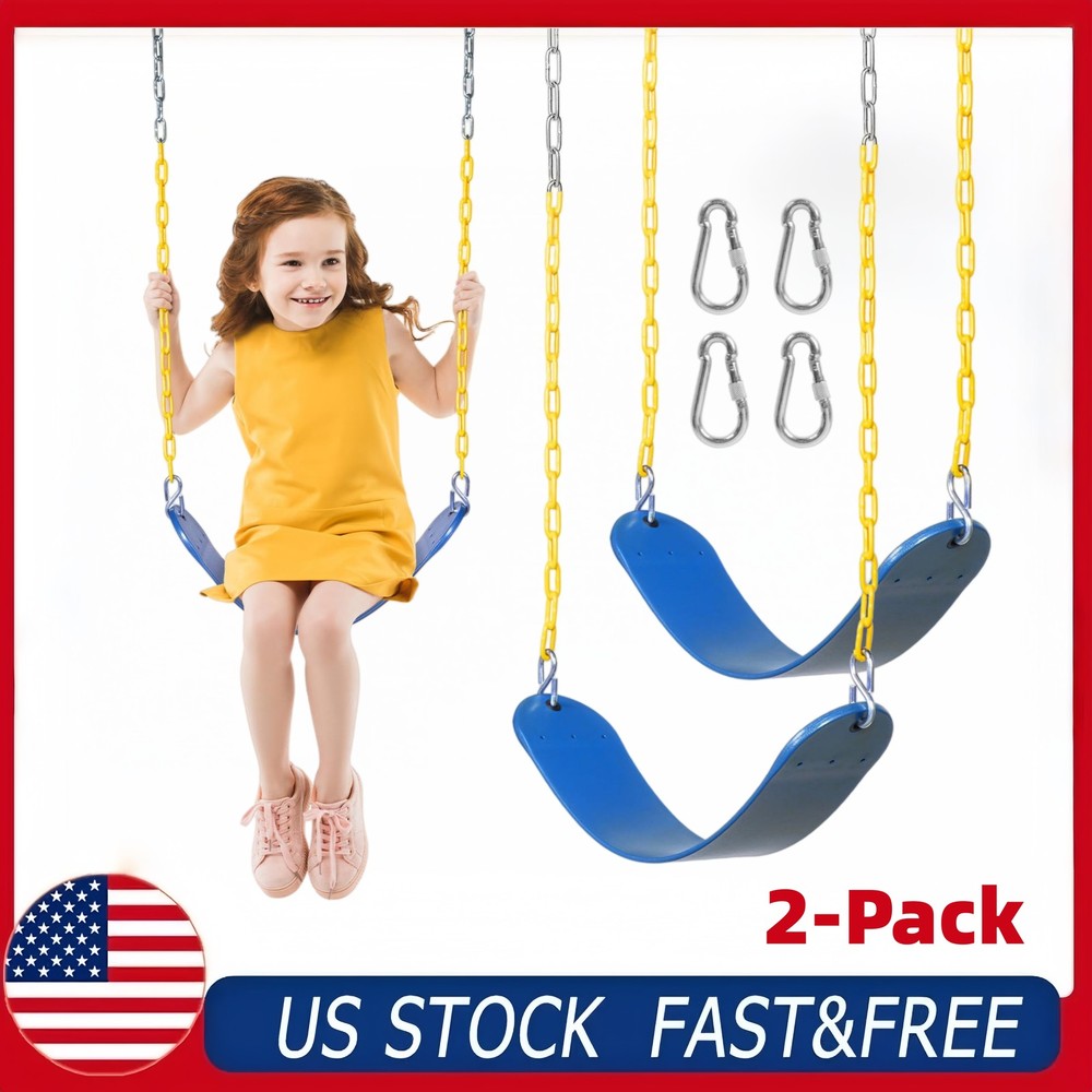 DECORLIFE Swing Seat Replacement Kit 2-Pack w/ Coated Chains Playground Blue