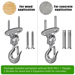 SELEWARE Heavy Duty 1000LB Capacity Stainless Steel Ceiling Swing Mount 360 S…