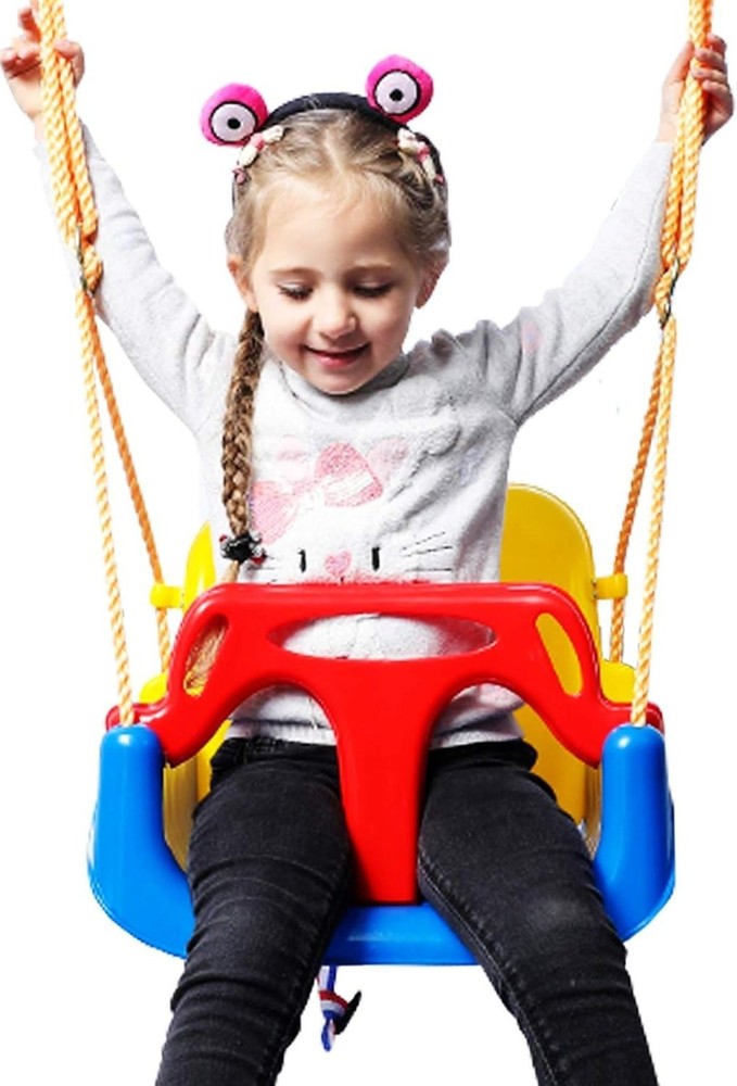 3-in-1 Infant to Teenage Blue Swing Outdoor Patio Garden for Kids Aged 6M+