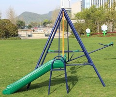 4-in-1 Swing Set with Seesaw, Belt Swing, Slide & Glider