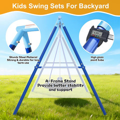 Heavy Duty Swing Set for Kids Ages 3-8 – 600 Lbs Capacity Outdoor Metal A-Frame