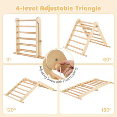 Pikler Triangle Set 7 in 1 Climbing Toys for Toddlers Foldable Baby Wood Montess