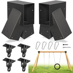 2-Pack A-Frame Swing Set Bracket Kit with 4 Hangers Playground Black