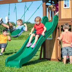 Residential Wood Playset with 2 Swings and Slide Included