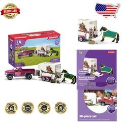 Kids Horse Club Truck Trailer 38pc – Realistic Animal Toy, Groomer, Saddle
