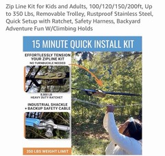 120FT Zipline for Backyard Kids and Adults Up to 350 lbs – Zip Line Playset Kit