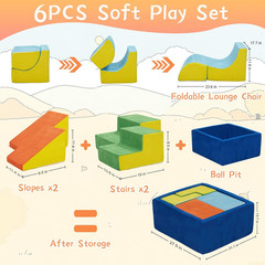 Soft Foam Climbing Blocks with Ball Pit, 6PCS Color Indoor Climbing Toys for Tod