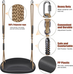 Heavy Duty Swing Seat Adjustable Rope Carabiners 500LB Capacity Black