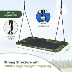 Goplus Outdoor 700lb Giant 60″ Platform Tree Swing w/ 2 Hanging Strap Camo