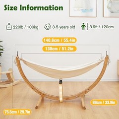 Wooden Hammock with Stand for Kids 3-5 Years (Height Wooden Hammock With Stand