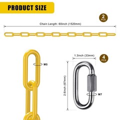 2Pcs 60″ Heavy Duty Hanging Chains with Carabiners 1000 LBs Capacity Swing Ch…