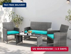 4 Piece Patio Ratten Set Outdoor Furniture Set Wicker Conversation Sets with Cus