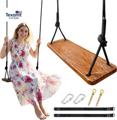 Wooden Swing,Wood Tree Swing for Adults Kids,Adjustable Climbing Rope plus Tree