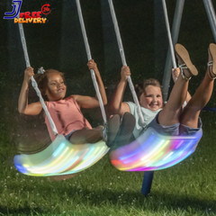 Metal Swing Set with 2 LED Swing Seats Super Disc Swing & Wave Slide FREE SHIPP
