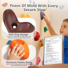 Climbing Holds Multi Size for Kids and Adults, Indoor Outdoor Rock Wall Grips