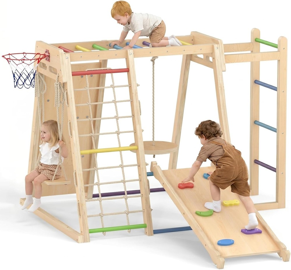 9-in-1 Montessori Wooden Kids Play Gym