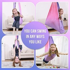 Sensory Swing, Indoor & Outdoor Sensory Swing for Kids & Adults, Pink-purple