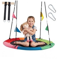 Saucer Tree Swing for Kids & Adults, Heavy Duty Round 40 Inch Multicolored