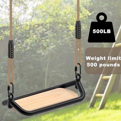 Heavy Duty Wooden Tree Swing for Kids & Adults, 500lbs Capacity, Adjustable