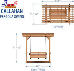 Cedar Wood Outdoor Patio Pergola Swing Bench with Trellis 600 Lb Weight Capacity