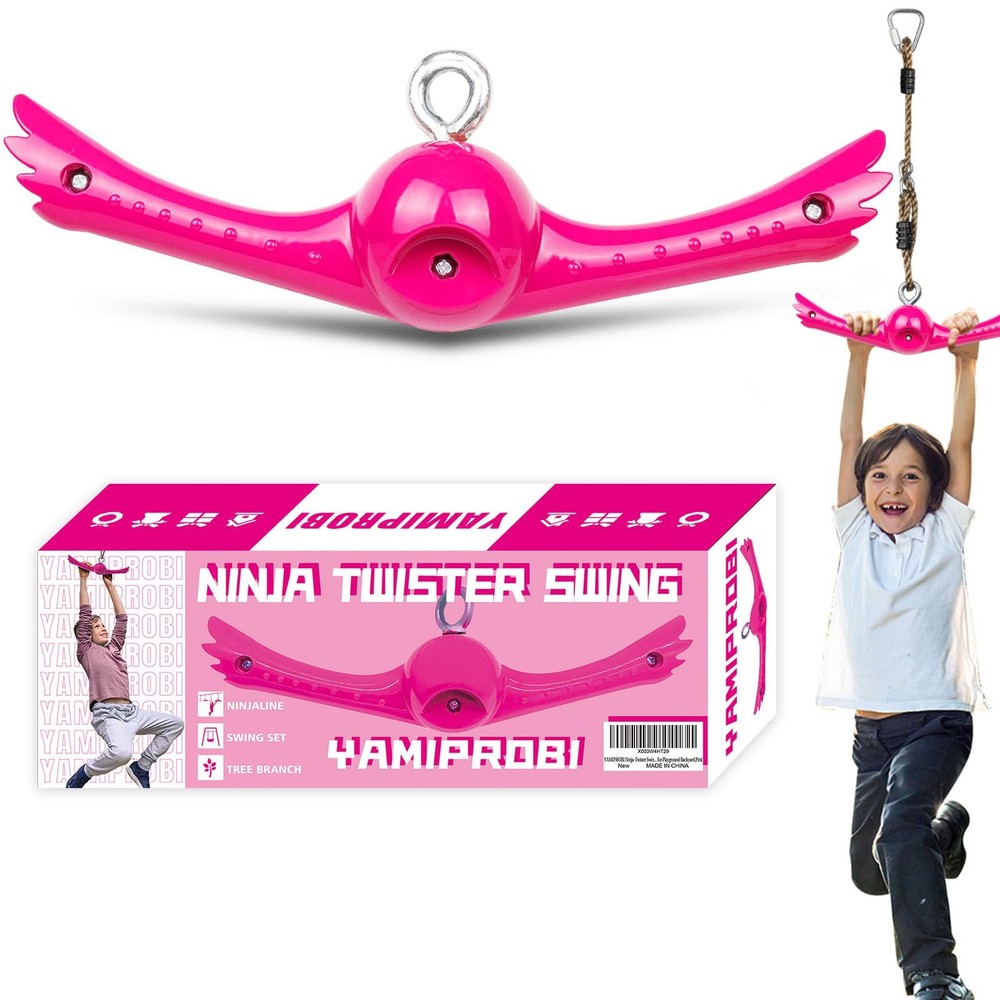 Ninja-Twister Swing Spins Set: Slackline Attachments – 360° Handle Twist-Spin Fl