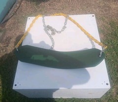 (04-0002) Deluxe Swing Belt-Green with Yellow Coated Chains-225 Weight Limit