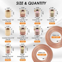 3/16Inch + 1/4 Inch Brake Line Repair Kit, 2 Set 25FT 3/16 1/4 Brake Line wit…