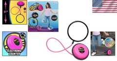 Nostalgic 90s Skip It Toy – Light Up Ball and Digital Counter, Pink, 31-Inch