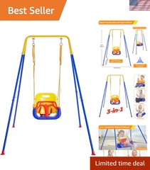 Toddler Swing with Foldable Metal Stand for Toddlers Aged 1~10 , 3-in-1 Baby …
